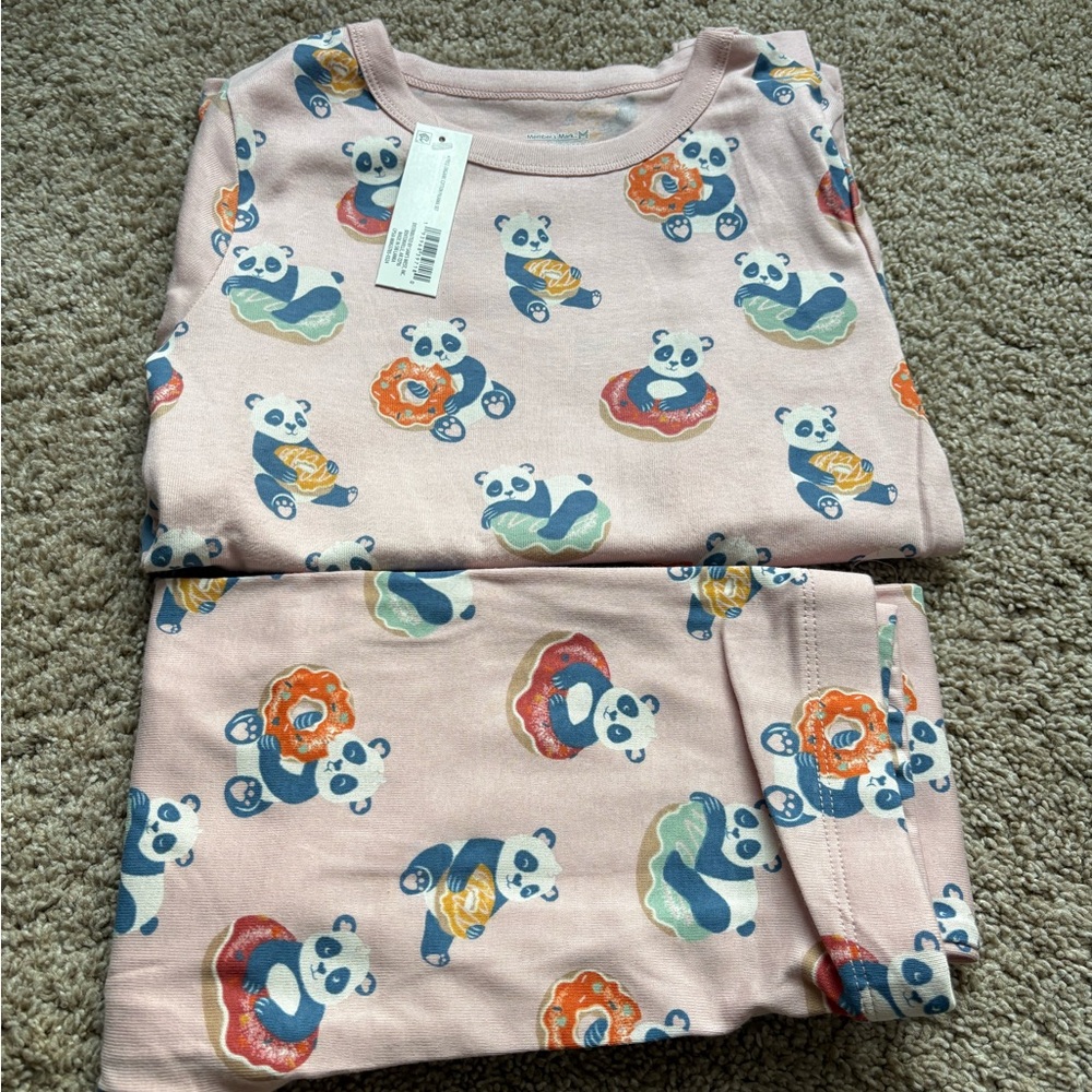 Charming Panda Print Kids Pajama Set